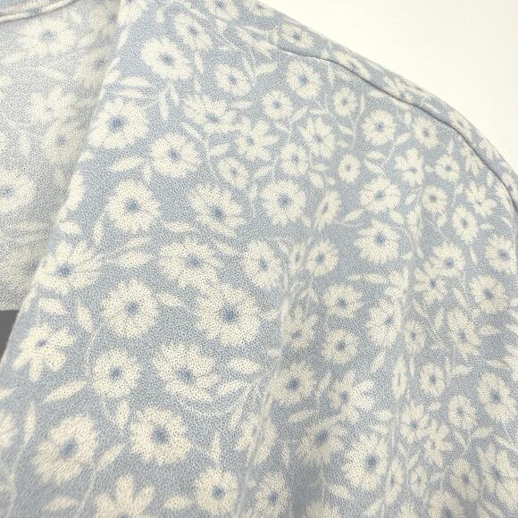 Bohme Smocked Crop Top Medium Baby Blue Ditzy Floral Dolman Sleeve Shabby Chic - Picture 3 of 10